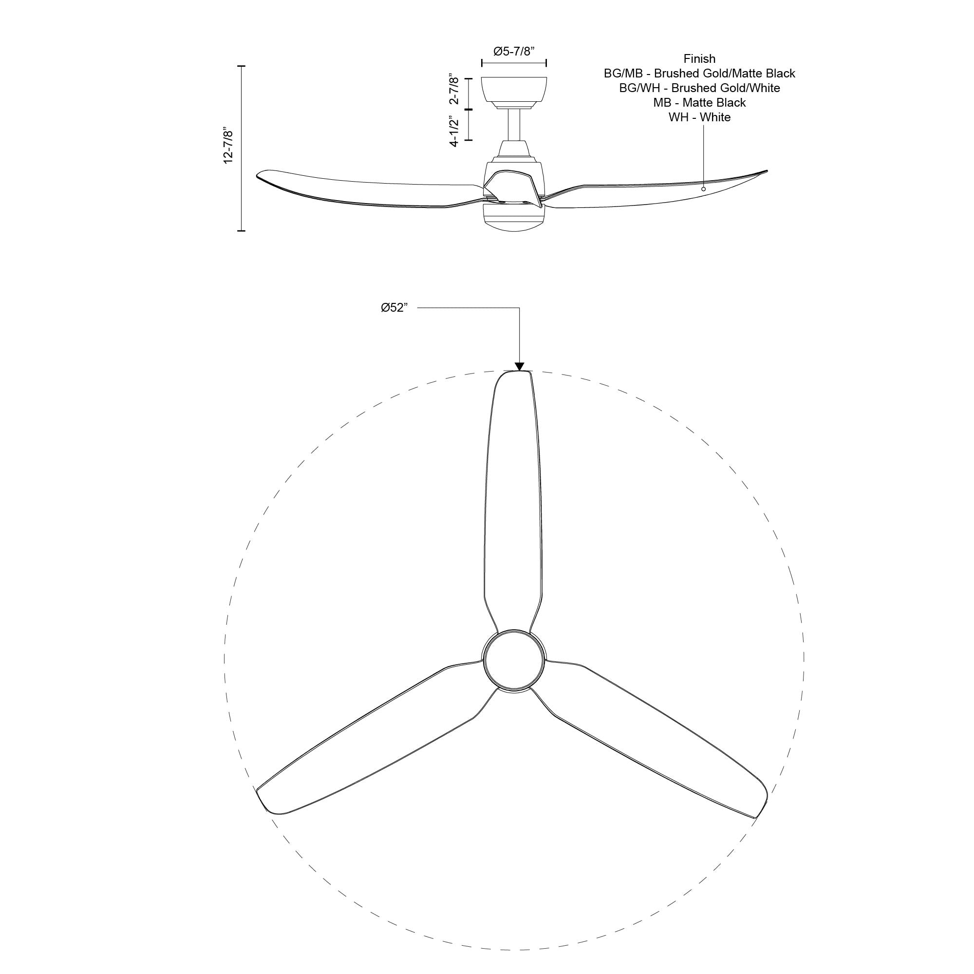 Hugo 52-in Matte Black Reversible DC Ceiling Fan