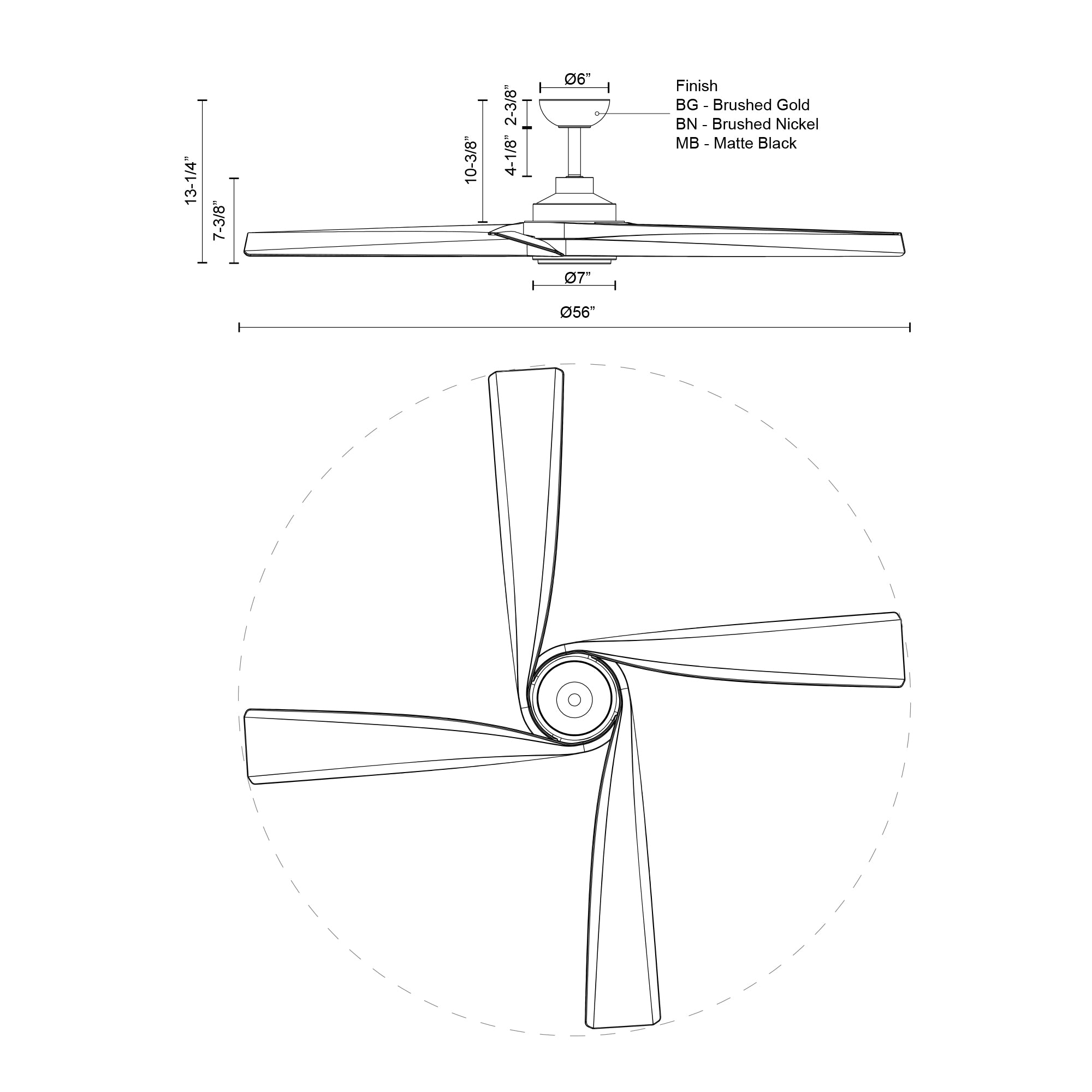 Horizon 56-in Brushed Nickel Reversible DC LED Ceiling Fan