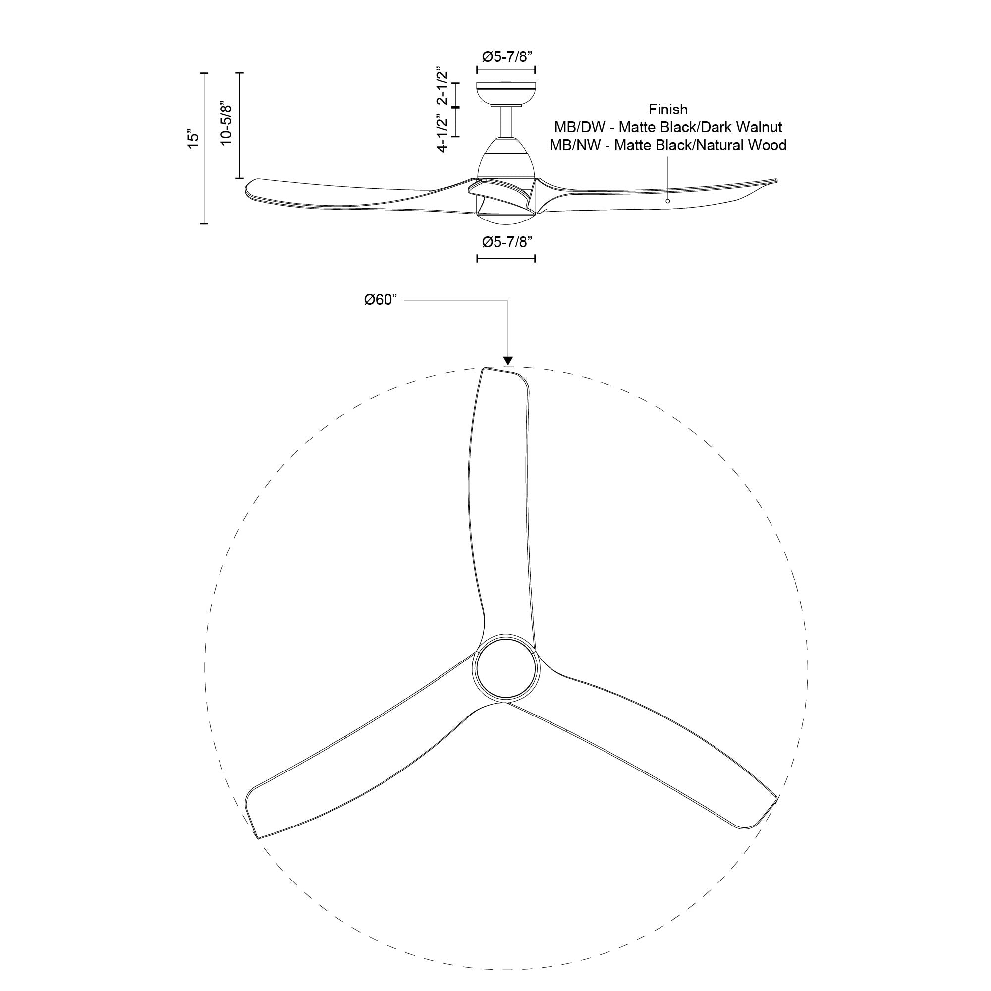 Baylor 60-in White Reversible DC LED Ceiling Fan