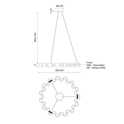 Nami 32-in Steel Chandelier