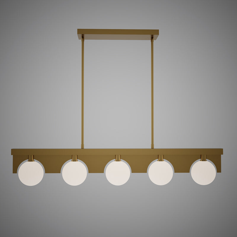 5 Lights Sahara 40-in Linear Chandelier Aged Brass  Dimmable