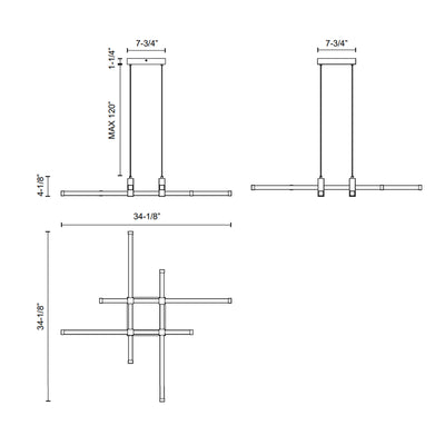 Blade 34-in Aluminum Chandelier