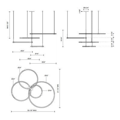 Bruni 55-in Aluminum Chandelier