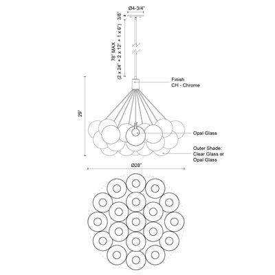 Bolla 28-in Steel Chandelier