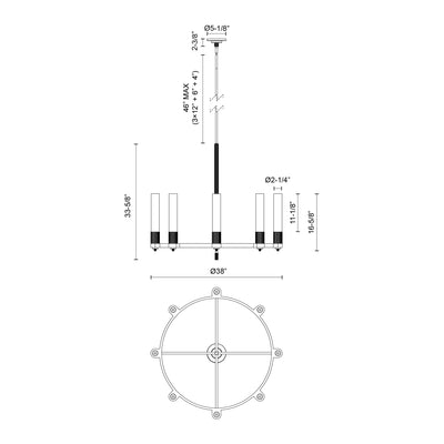 Rue 38-in Steel Chandelier