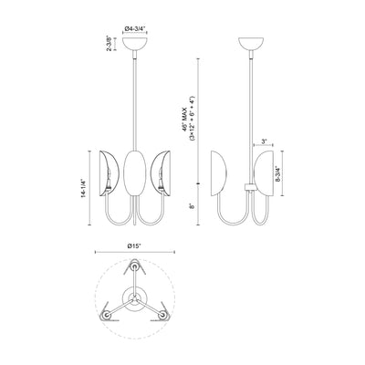 Seno 15-in Steel Chandelier