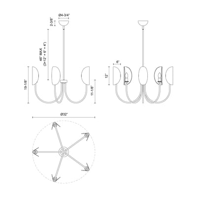 Seno 32-in Steel Chandelier