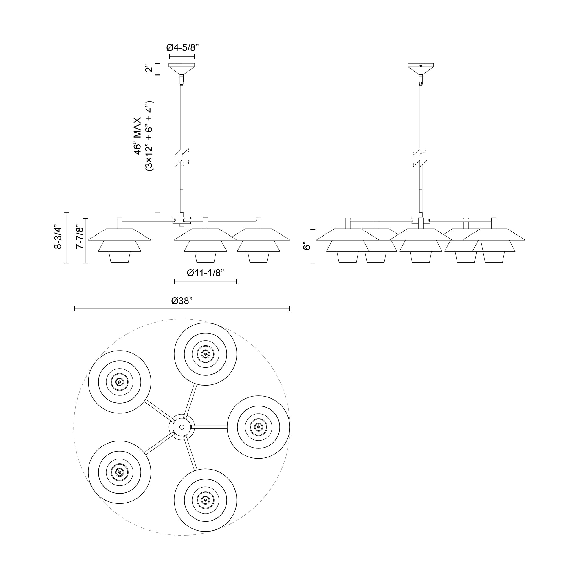 Tetsu 38-in Steel Chandelier