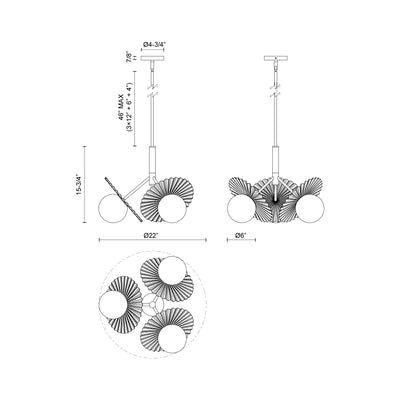 Plume 21-in Steel Chandelier