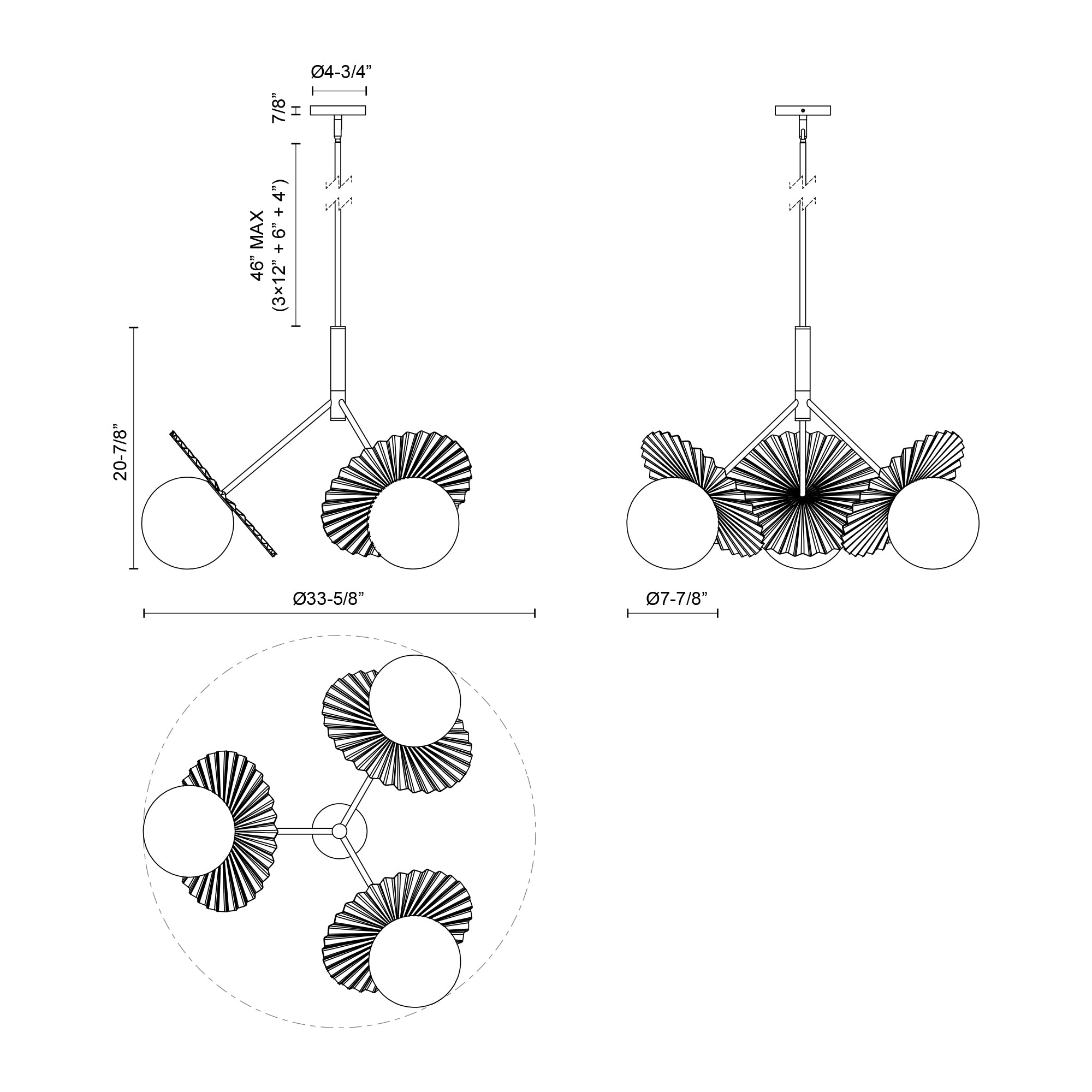 Plume 34-in Steel Chandelier