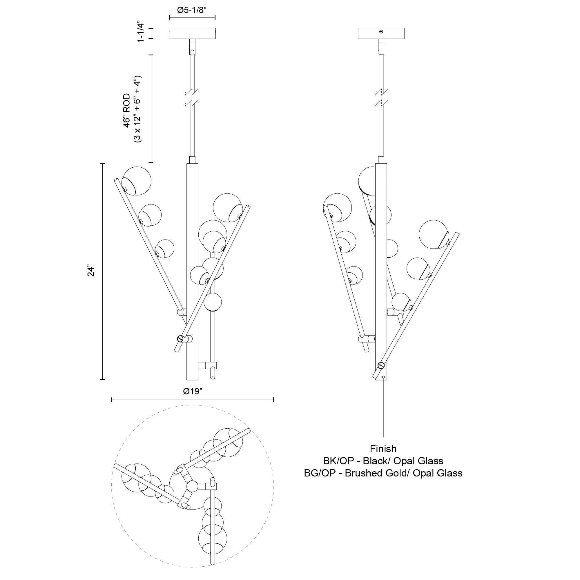 Cypress 3 Head Aluminum Chandelier