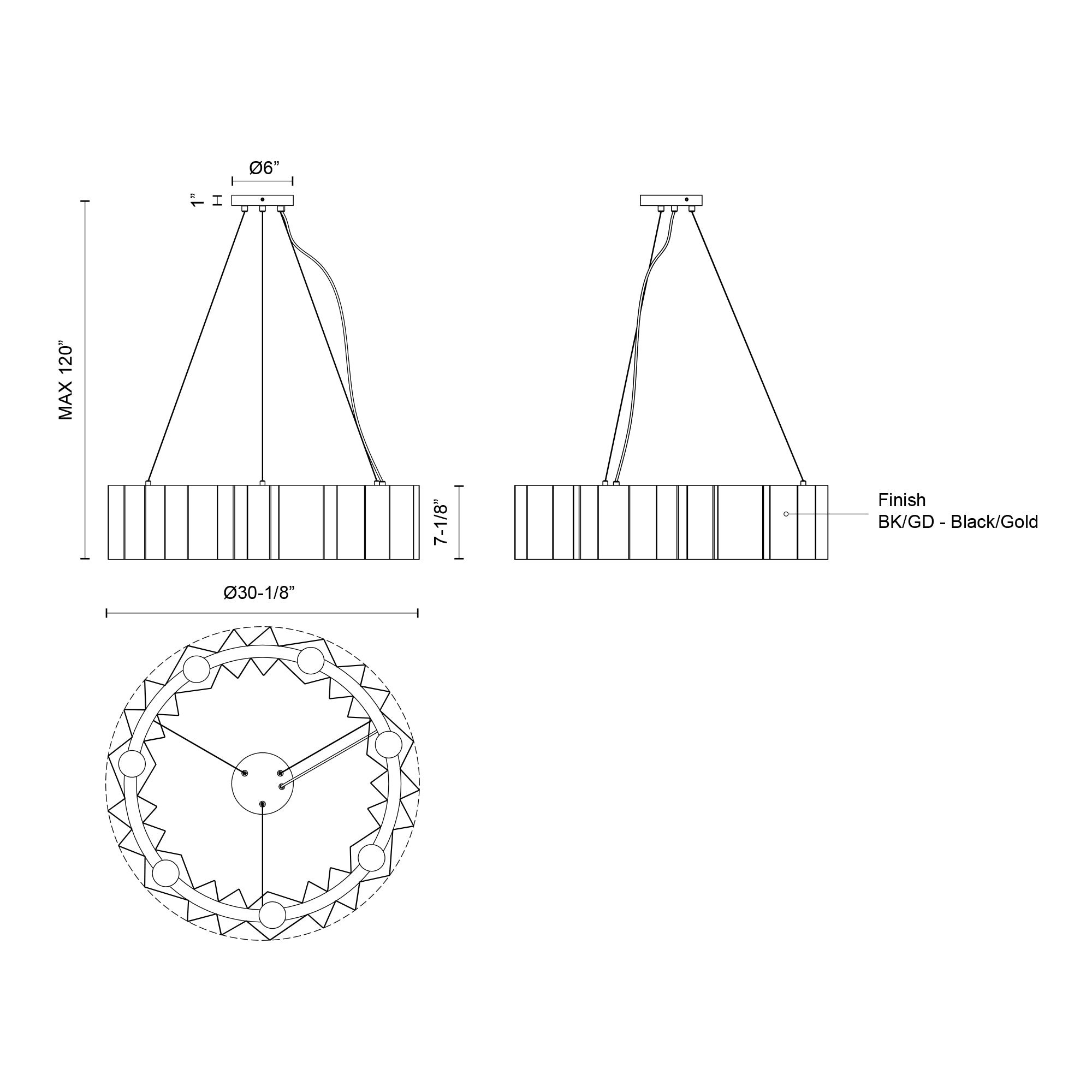 Akira 30-in Steel Chandelier