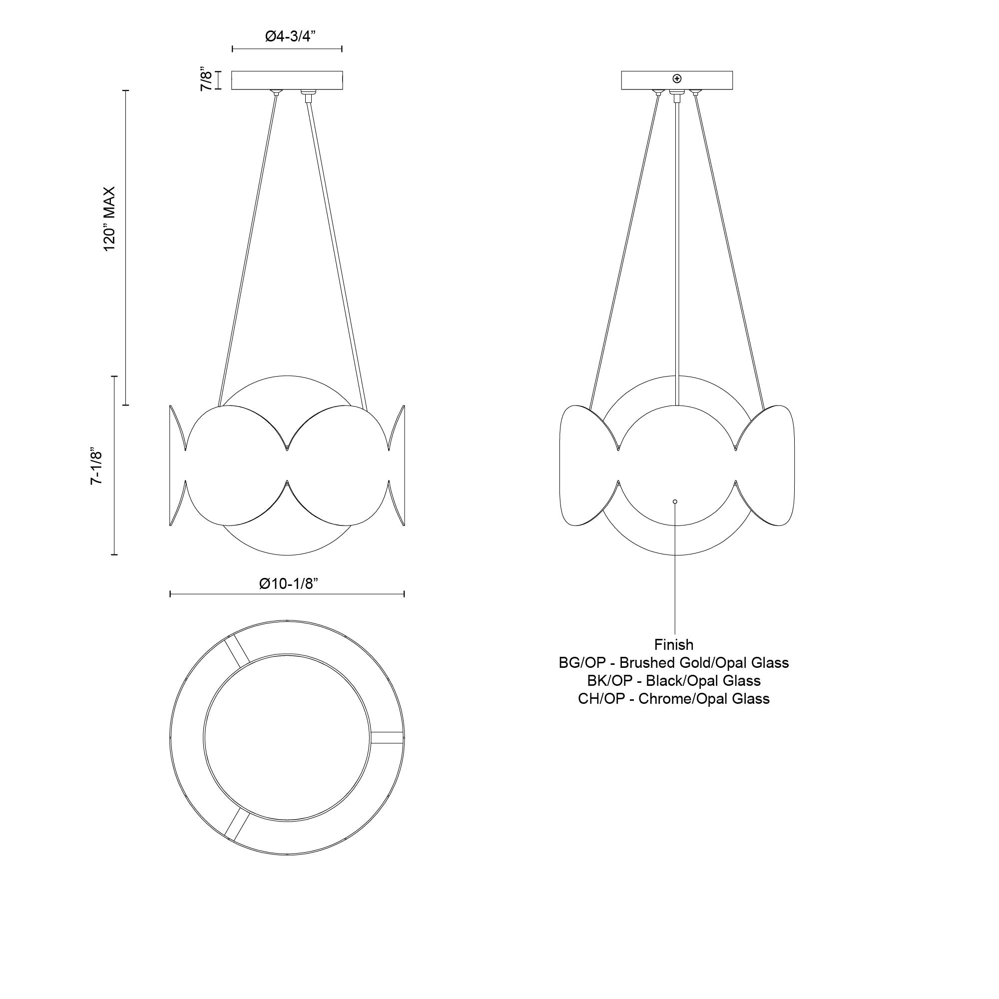 Ciel 10-in Steel Chandelier