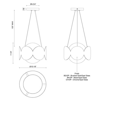 Ciel 10-in Steel Chandelier