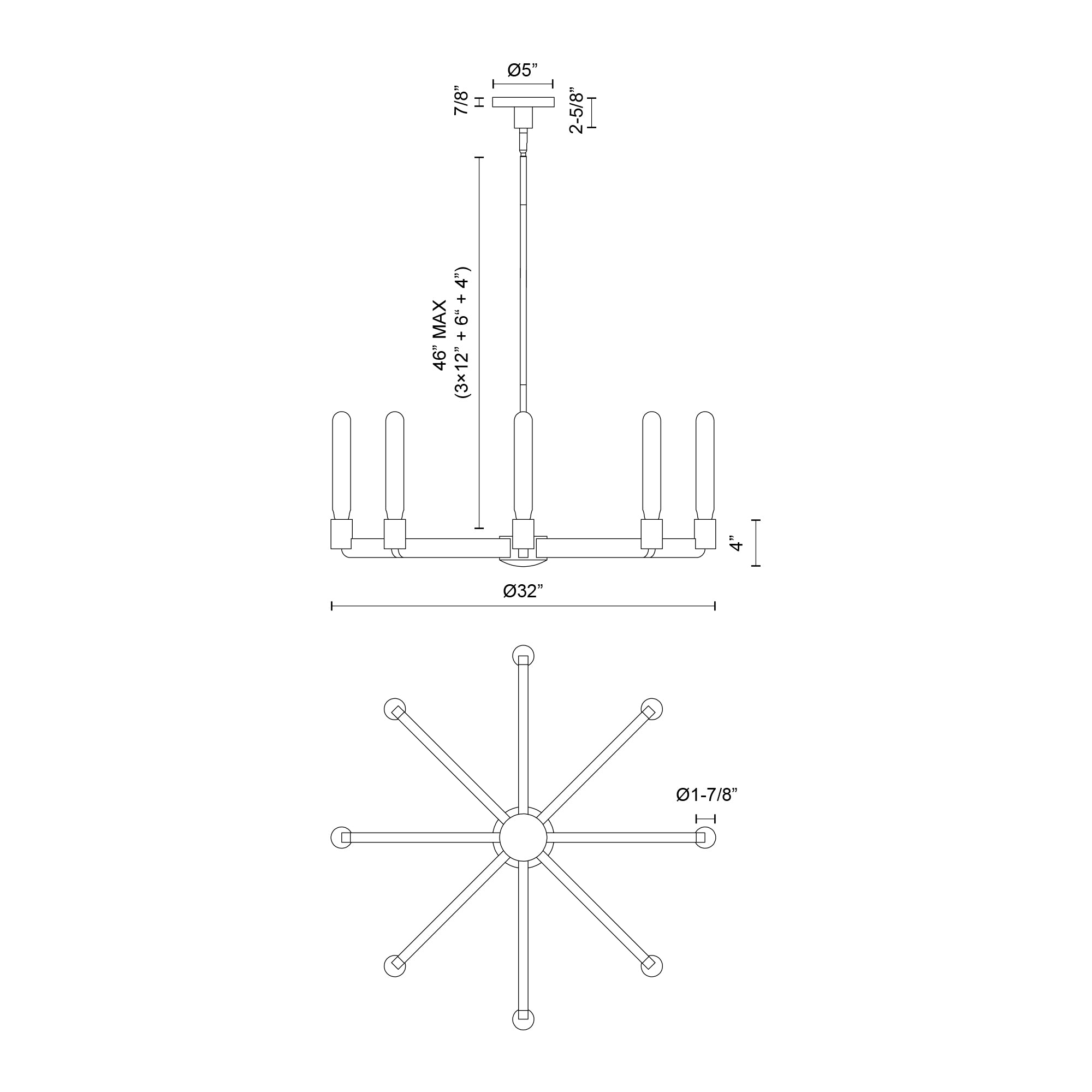 Claire 32-in Steel Chandelier