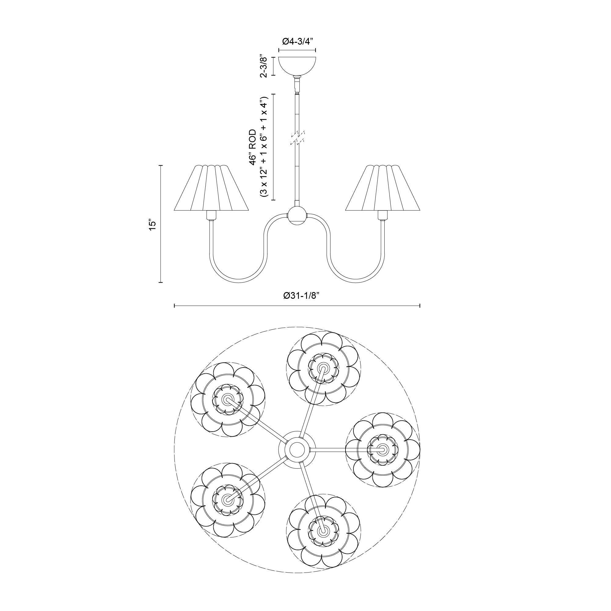 Rosemary 31-in Steel Chandelier