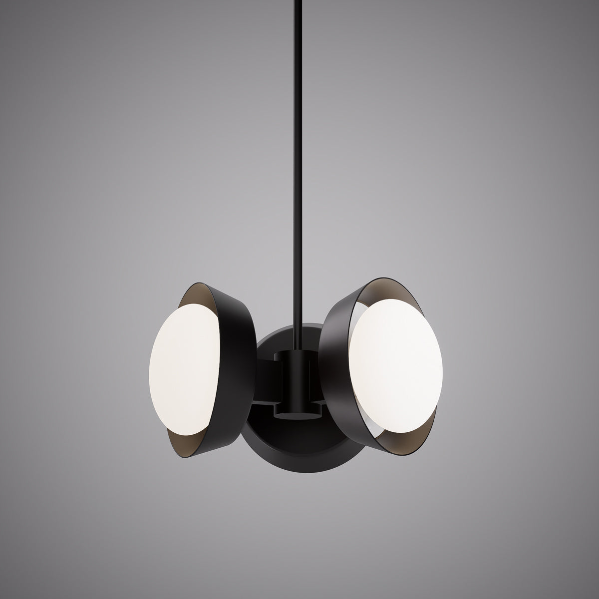 14-inch 3-light Matte Black Dimmable Chandelier with White Opal Glass