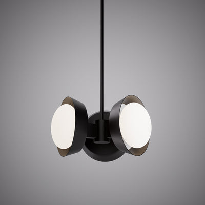 14-inch 3-light Matte Black Dimmable Chandelier with White Opal Glass