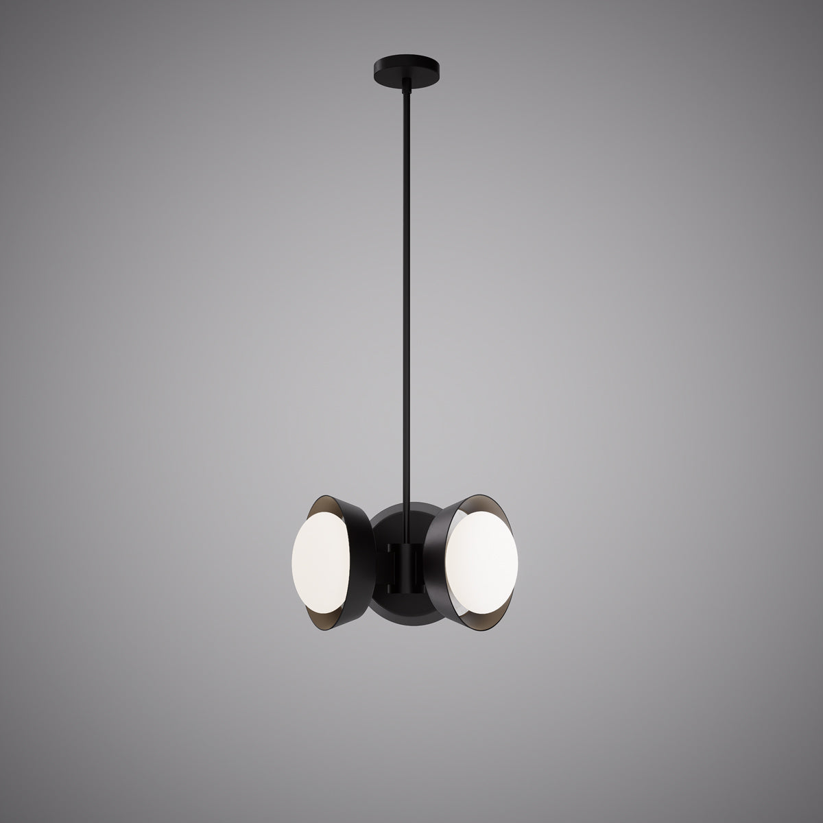 14-inch 3-light Matte Black Dimmable Chandelier with White Opal Glass