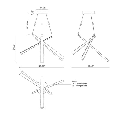 Lex 27-in Steel Chandelier