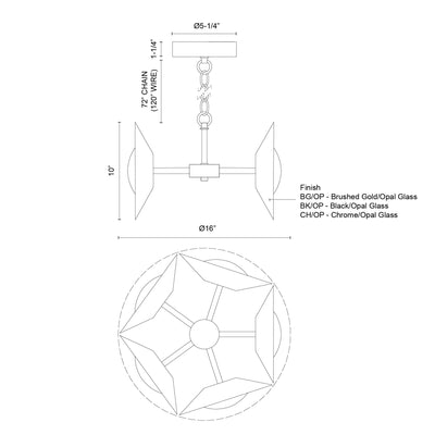 Cleo 16-in Steel Chandelier