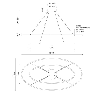 Ovale 2 Layer Aluminum Chandelier