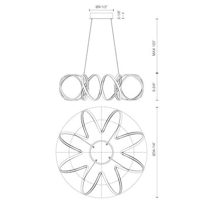 Synergy 34-in Aluminum Chandelier