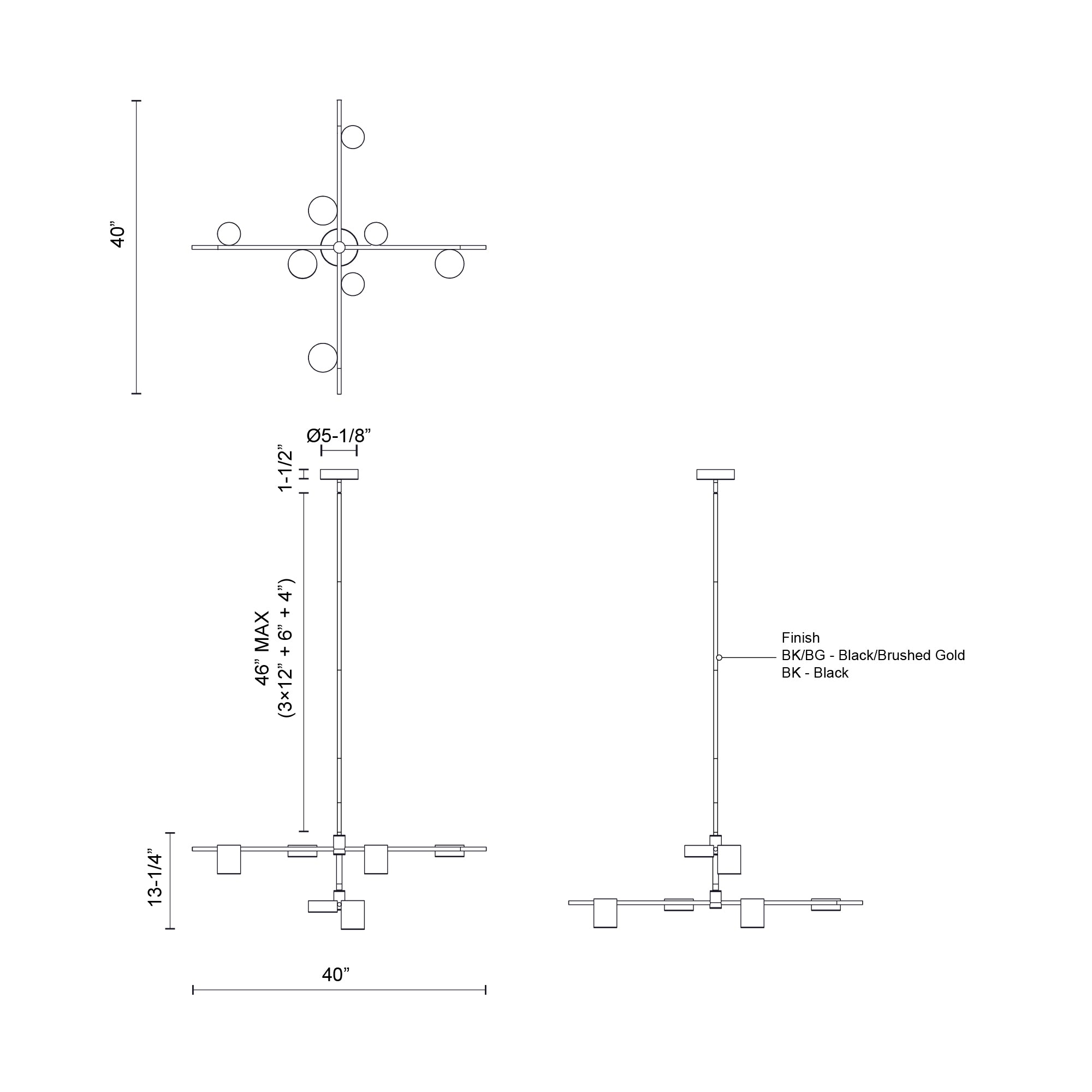 Jayden 40-in Steel Chandelier