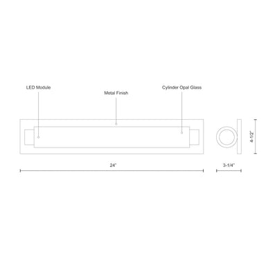 Charleston 24-in Steel Vanity Light