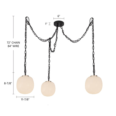 Cherise 12-in 3-Light Socket