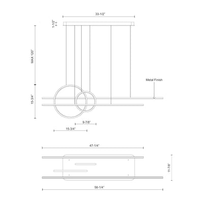 Chute Calypso 56-in Aluminum Multi Pendant