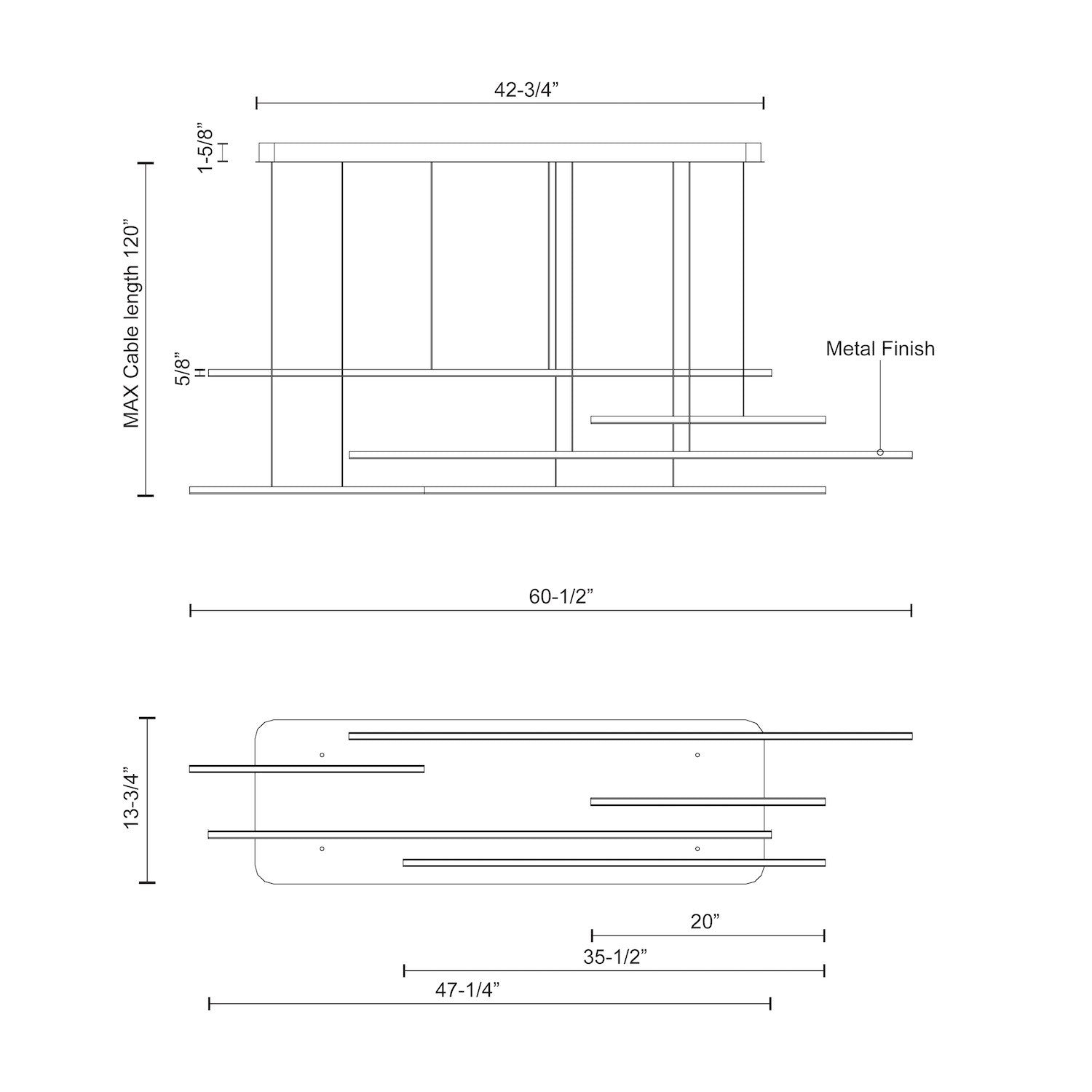 Chute Motion 60-in Aluminum Multi Pendant