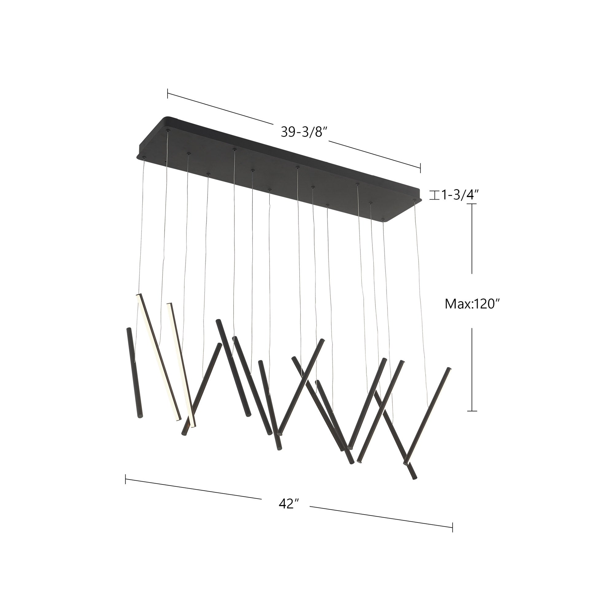 Chute 40-in Multi-Bar Linear LED Pendant