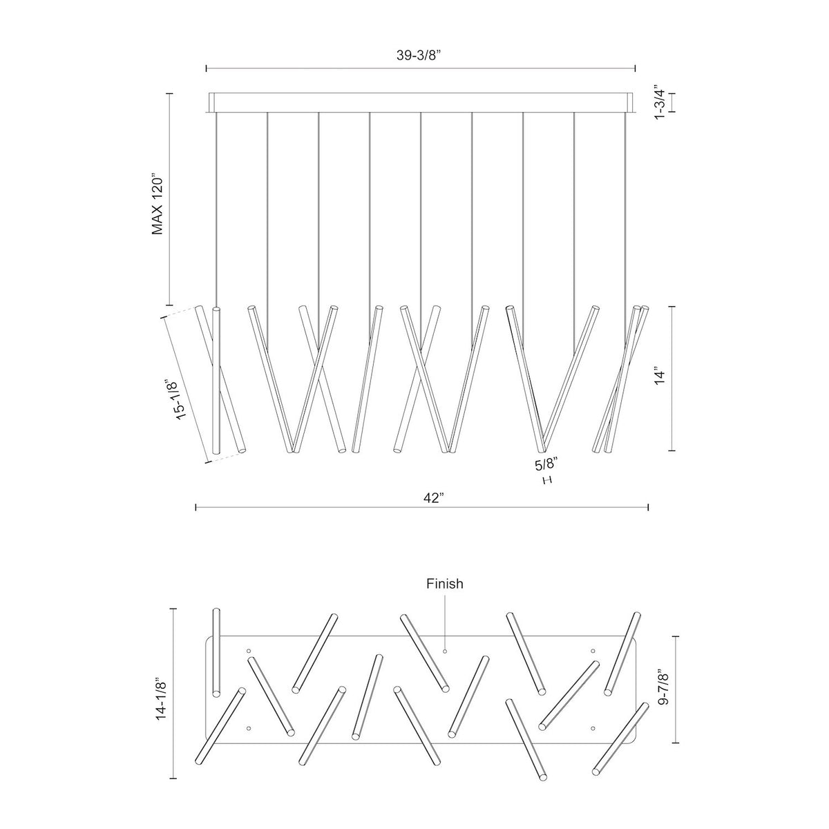 Chute 40-in Multi-Bar Linear LED Pendant