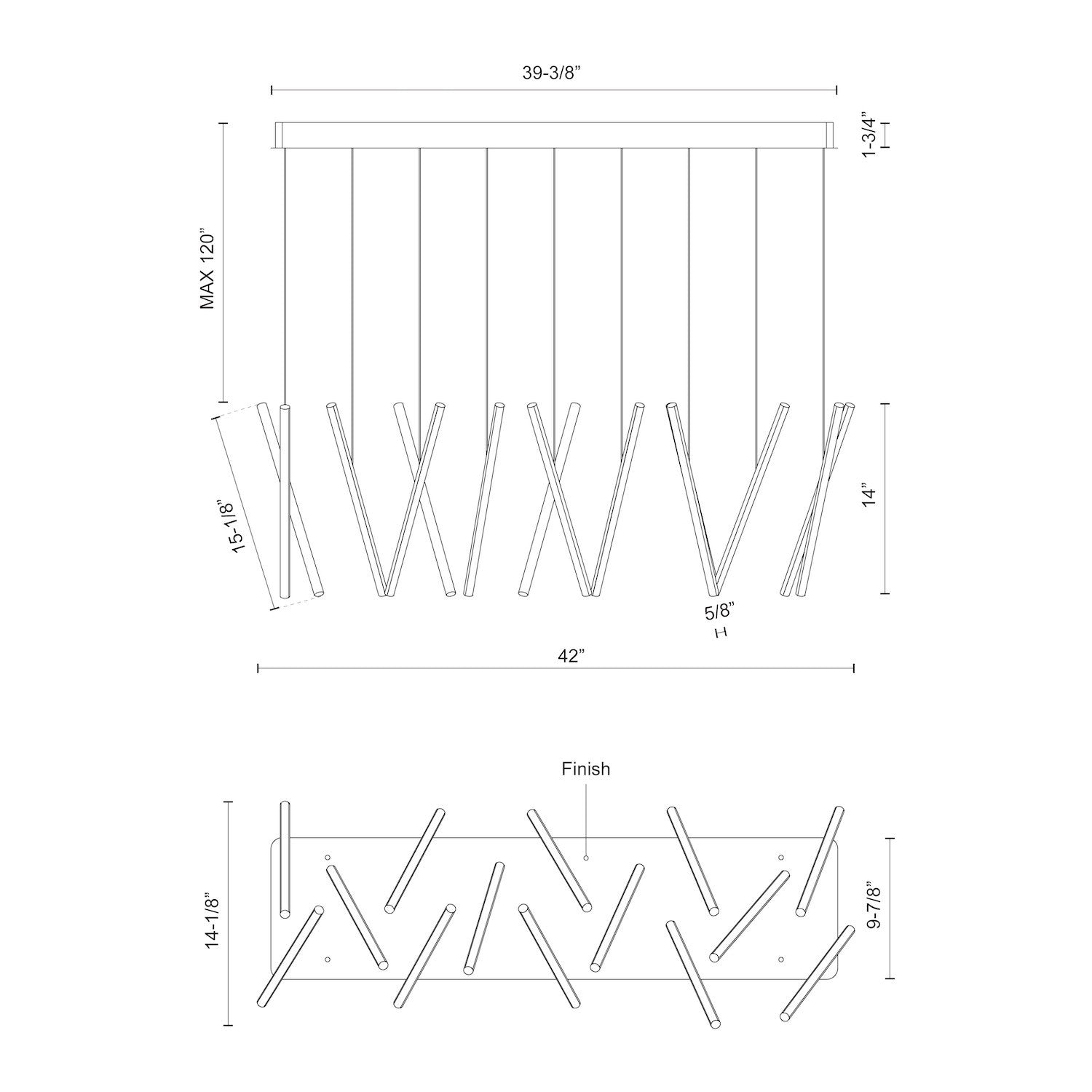 Chute 40-in Multi-Bar Linear LED Pendant