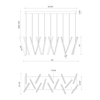 Chute 40-in Multi-Bar Linear LED Pendant