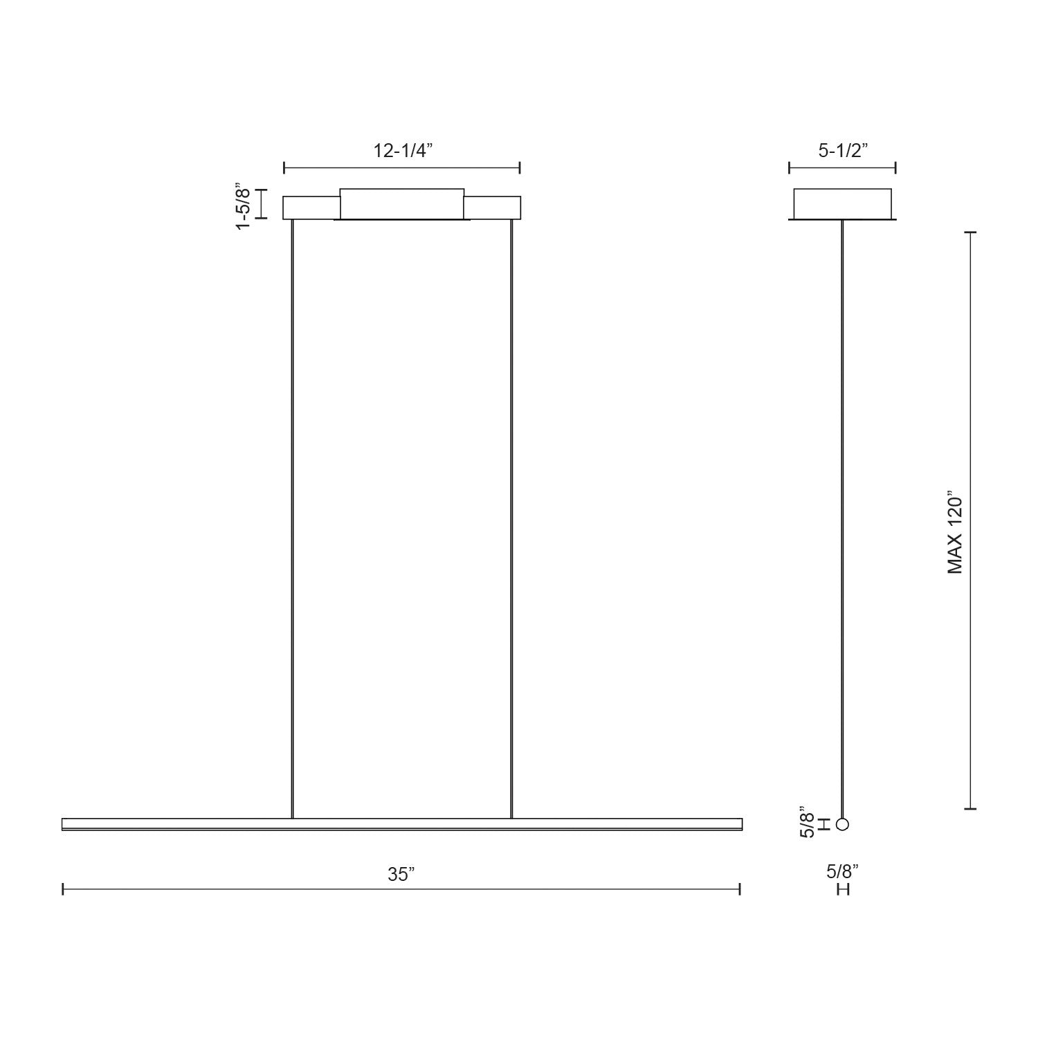 Chute 35-in Slim Bar Linear LED Pendant