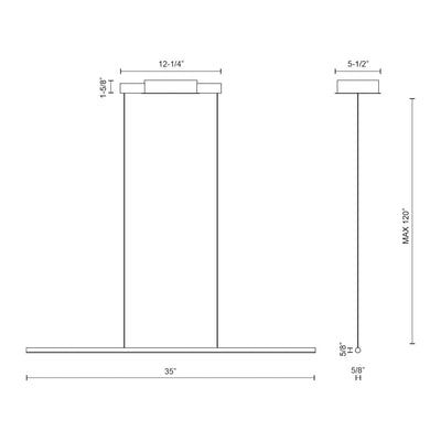 Chute 35-in Slim Bar Linear LED Pendant