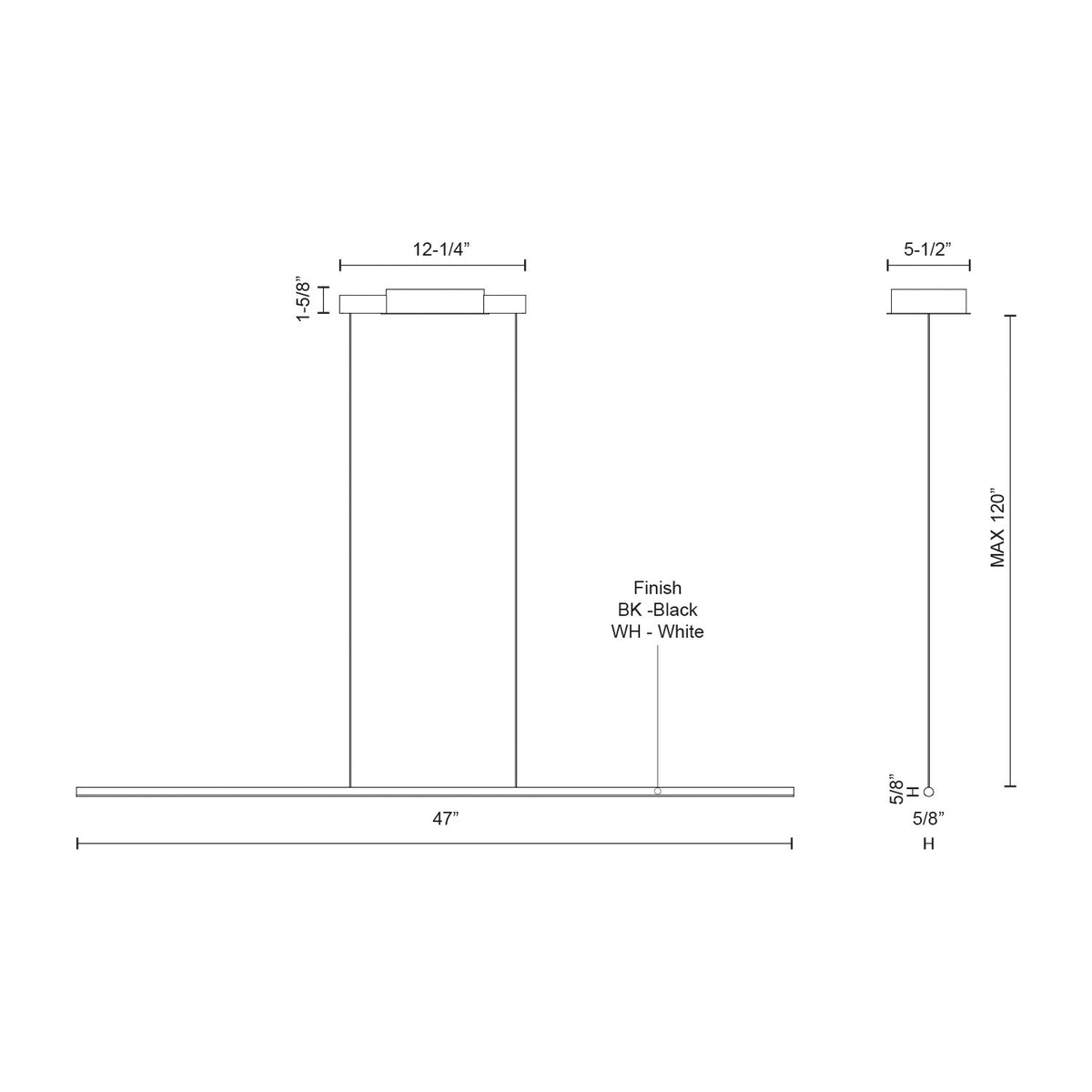 Chute 47-in Aluminum Linear Pendant