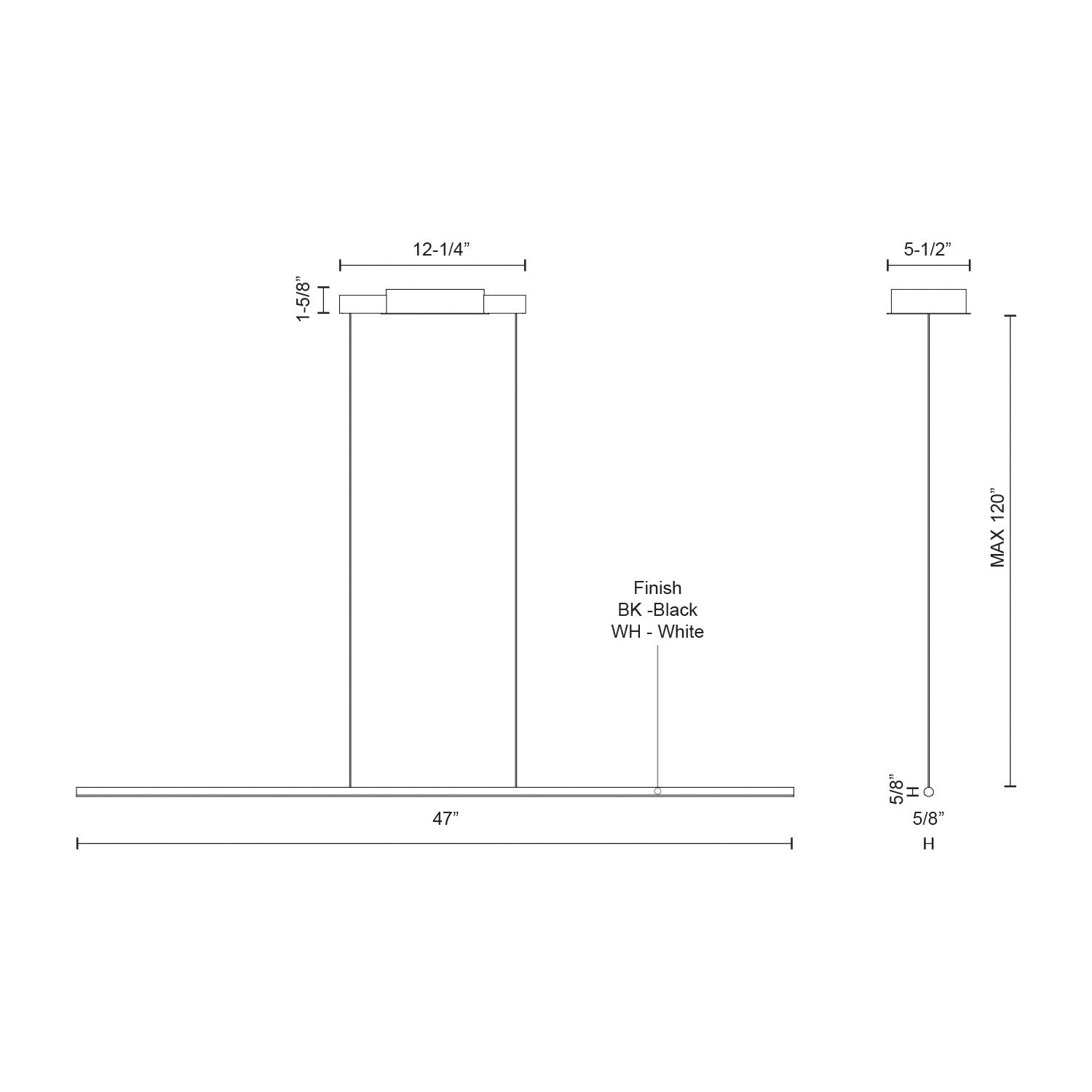 Chute 47-in Aluminum Linear Pendant