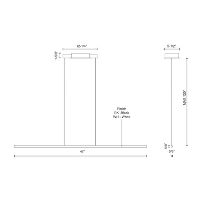 Chute 47-in Aluminum Linear Pendant