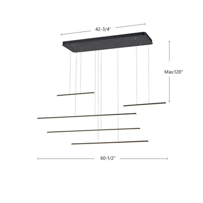 Chute Motion 60-in Aluminum Multi Pendant