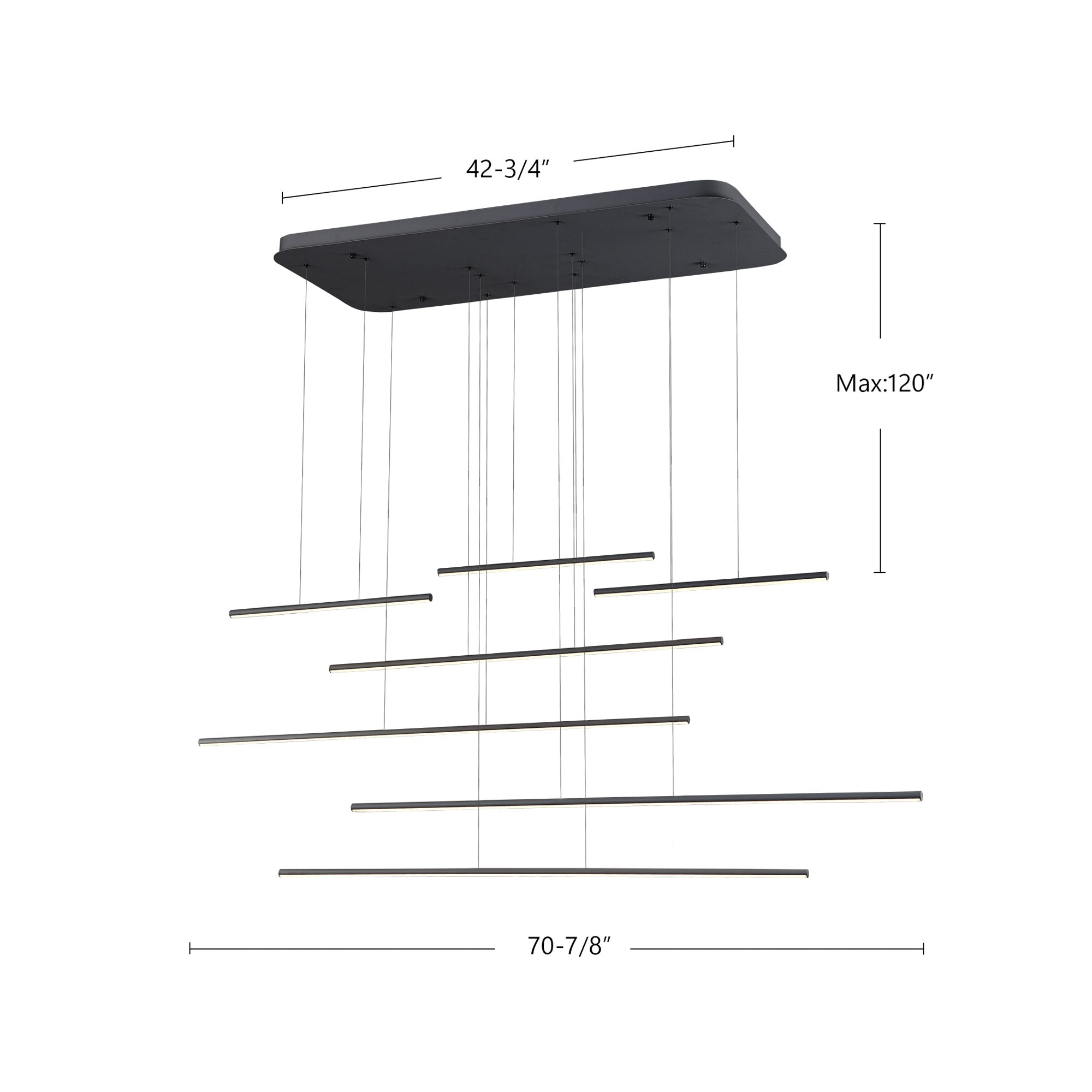 Chute Motion 70-in Aluminum Multi Pendant