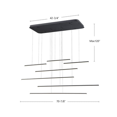 Chute Motion 70-in Aluminum Multi Pendant