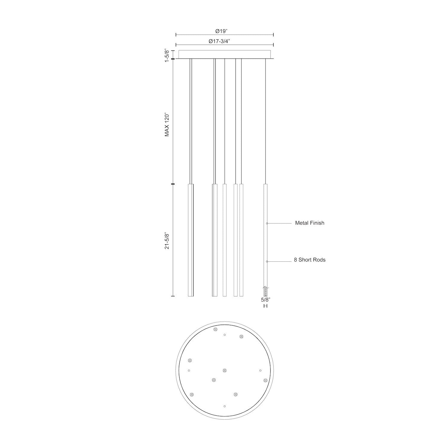Chute 8 Head Aluminum Multi Pendant