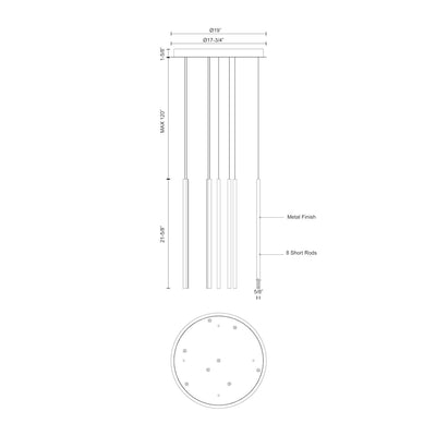 Chute 8 Head Aluminum Multi Pendant