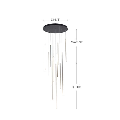 Chute 12 Head Aluminum Multi Pendant
