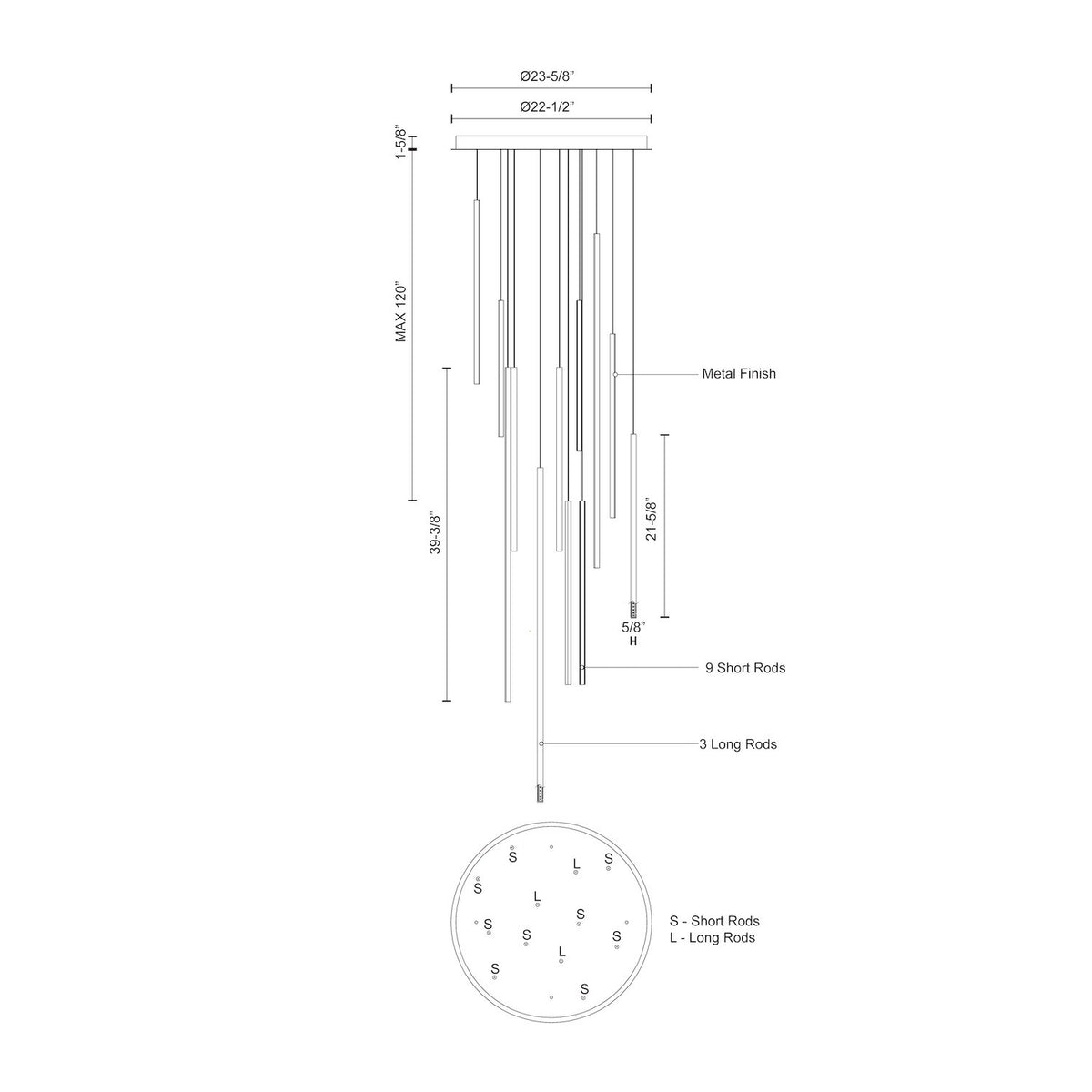 Chute 12 Head Aluminum Multi Pendant