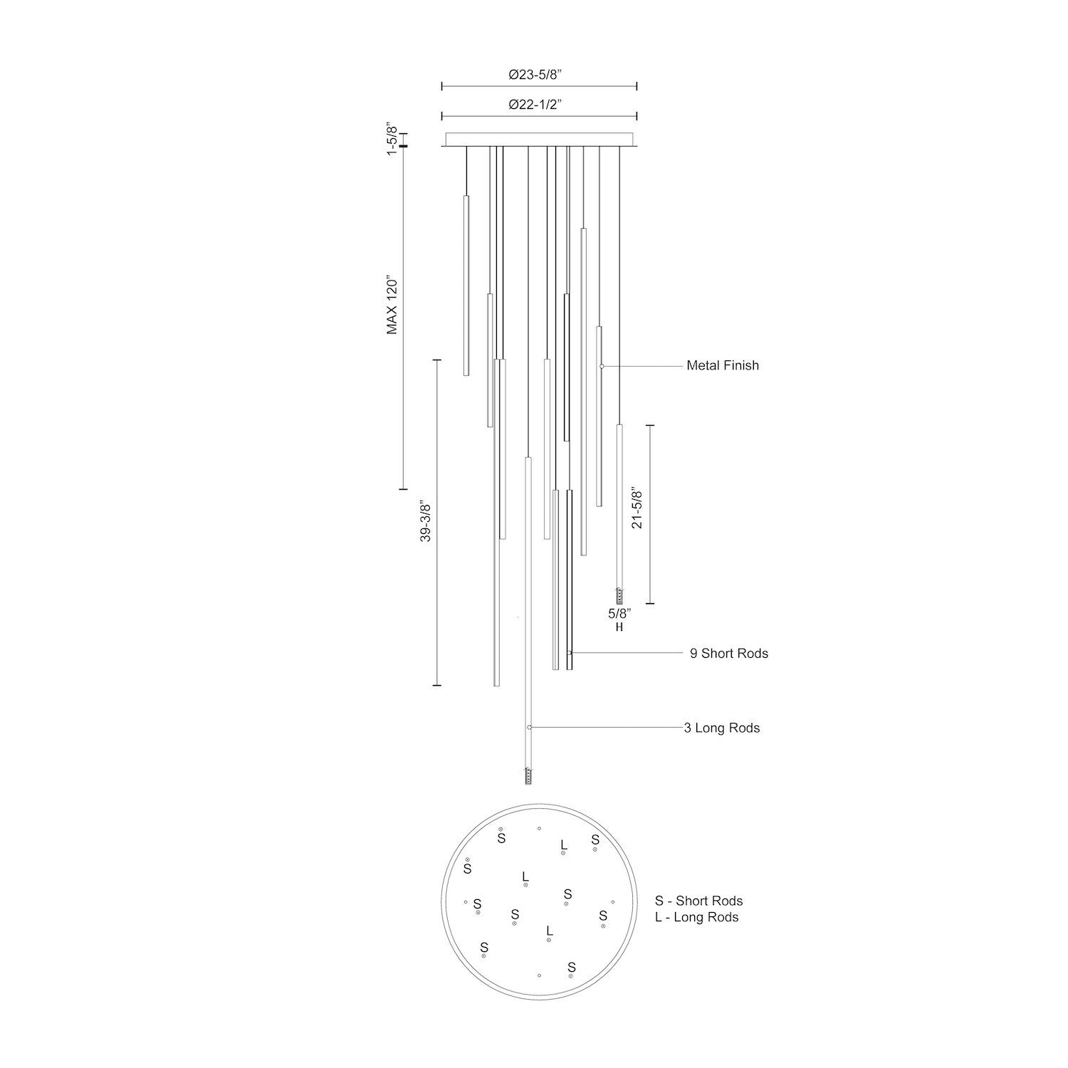 Chute 12 Head Aluminum Multi Pendant