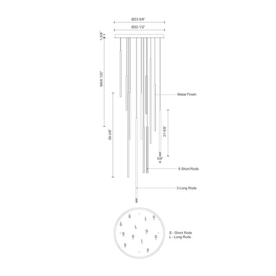 Chute 12 Head Aluminum Multi Pendant